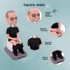 Bobblehead Smiling Man in Black Outfit with Sunglasses 6 Inches Toy for Private Collectibles Sculpture Handmade Clay Figurine view 3
