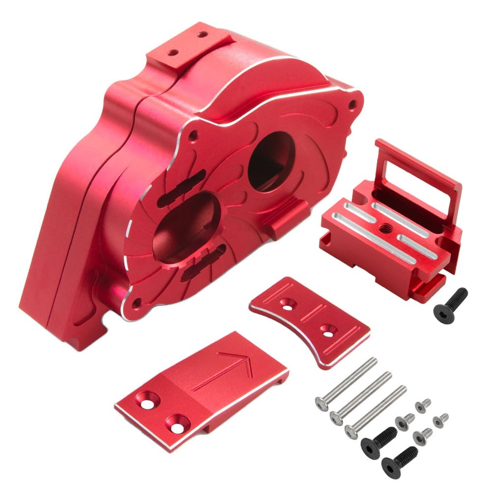 AMK Metal Center Gearbox Motor Mount Gear Box ARA311169 for Arrma 1/10 Kraton Outcast 4S V2 BLX 1/8 Mojave 4S BLX Upgrade Parts (Red)