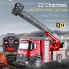 Large 24.4-inch (62CM) remote-controlled fire truck 1:14 remote-controlled sprinkler function electric ladder rescue vehicle 1561 large 22 channel fire ladder truck model Suitable for adults 14+ view 2