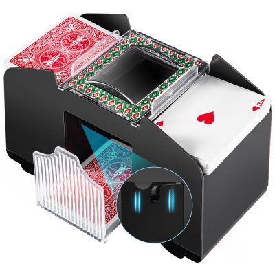 1-4 Deck Automatic Card Shuffler, Poker Shuffler Machine with Rubber Silencer, Lower Noise, Casino Card Electric Shuffler, Playing Card Shuffler for UNO, Phase 10, Skyjo, Skip Bo Home Card Game
