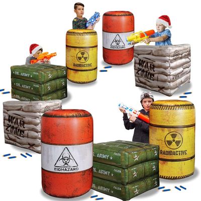 NINOSTAR Package 8 Combat Battlefield Inflatables, Compatible Laser tag, Water Gun for Boys Birthday Party Activities and Decoration. Premiume Pack Include Water chember and Repair kit.