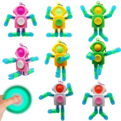 8 Pack Pop Fidget Spinner, Deformable Luminous Fidget Spinners Toy, Wacky Tracks Fidget Toys, Keychain Fidget Toys for Birthday Gifts Basket Stuffers Classroom Prizes Party Favors