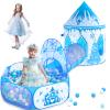3 in 1 Girls Frozen Play Tent for Kids: Pop Up Baby Playhouse with Toddlers Crawl Tunnel, Ball Pit and Princess Castle Tent - Children Play Tent Frozen Toys Indoor and Outdoor Game for Birthday Gift view 1