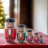 The Bridge Collection Nutcracker Nesting Doll Set - 5-Piece Wooden Matryoshka - Christmas Stacking - Traditional Hand-Painted - 5.5" to 1.5" Russian Dolls view 3