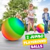 18 Inch Rubber Playground Balls for Kids - (2-Pack) Giant Large Rainbow Inflatable Bouncy Play Ball - Big Size, Kickballs, Fun for Park, Recess, Backyard, Indoor and Outdoor Games with Hand Pump view 2