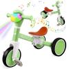 Toddler Balance Bike for Boys Girls, Tricycle for Toddlers 1-5 Year Olds, Toddler Tricycle with Light & Music Front, Kids Bicycle with Removable Pedal, Birthday Gifts for 1 2 3 4 5 Year (Green) view 1