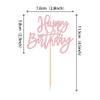 24 PCS Happy Birthday Cupcake Toppers Glitter Picks for Celebrating Anniversary Theme Party Cake Decorations Supplies Light Pink view 2