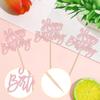 24 PCS Happy Birthday Cupcake Toppers Glitter Picks for Celebrating Anniversary Theme Party Cake Decorations Supplies Light Pink view 3