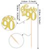 12 PCS Cheers to 90 Centerpiece Sticks Double Sided Glitter 90th Birthday Cake Toppers Number 90 Centerpieces Table Flower Topper Decorations for 90th Birthday Party Centerpiece Supplies Gold view 2