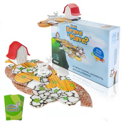 Jojali How Brave is Mave? - The First Table-Edge Stack Game, Card-Balancing, Goat-Saving Mayhem - Great for Family Game Night, Ages 6-99, Competitive and Collaborative - Laugh, Stack, and Topple
