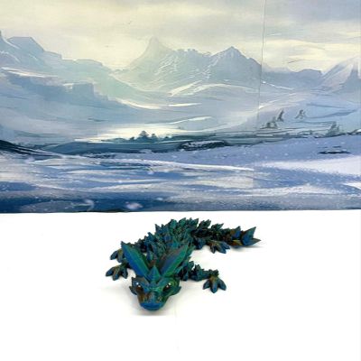 3D Printed Dragon, 3D Printed Articulated Dragon, Clover Crystal Easter Gemstone Orchid Rose Coral Reef Woodland Dragon, Fidget Toy Adults Fidget Toys - BD1 (Crystal Baby Dragon, Orange Blue Green)