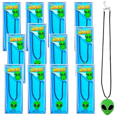 Chochkees 12 Halloween Alien Necklace, Standard Size Fits All, 16" Inches