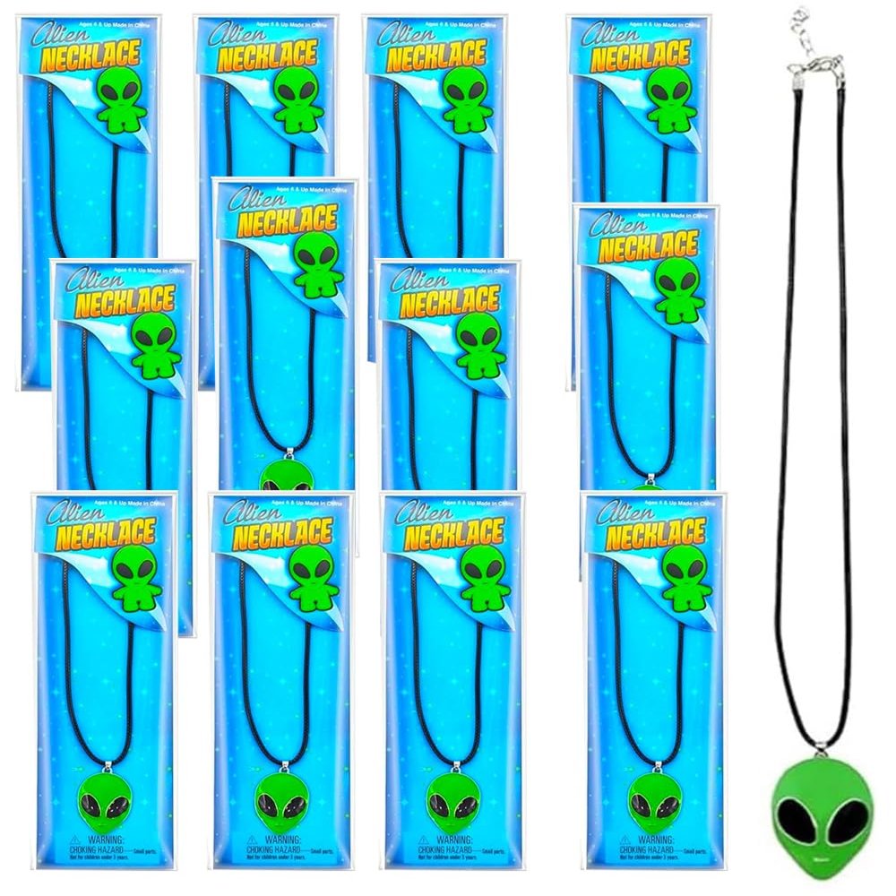 Chochkees 12 Halloween Alien Necklace, Standard Size Fits All, 16" Inches