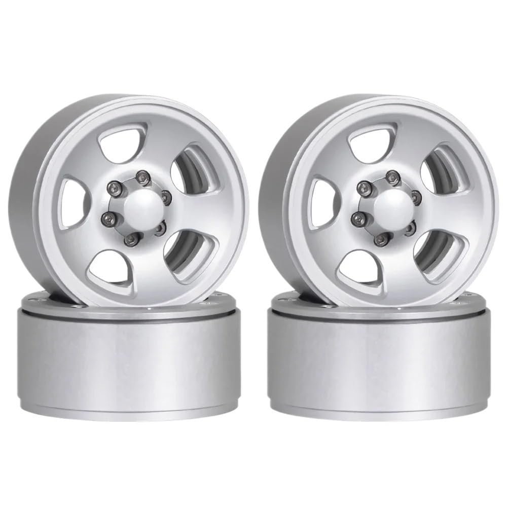 4PCS Metal Retro 5 Spokes 1.9 Inch Beadlock Wheels Rim 55x26mm Compatible with 1/10 RC Crawler RR10
