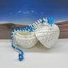 3D Printed Dragon with Dragon Egg, Articulated Fidget Toy Dragon, 12" White and Blue Gemstone Dragon, Executive Desk Toy D063WB view 2