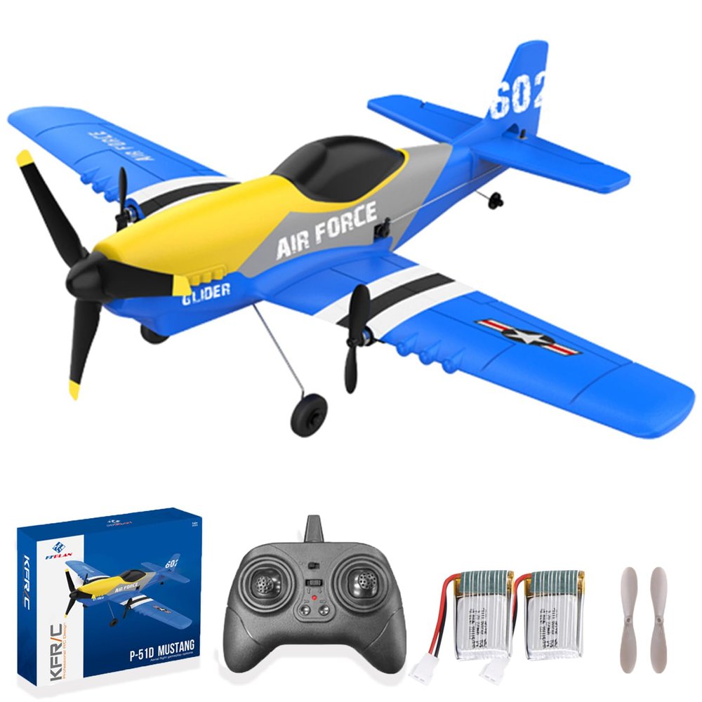 Authticar RC Plane 3 Channel RC Airplane, 2.4GHz Glider Remote Control Plane 6 Gyroscopes Stabilization System Easy to Fly for Beginners, Teen, Adults with 2 Batteries