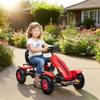 Aosom Kids Pedal Go Kart, Outdoor Ride on Toys with Adjustable Seat, Sharp Handling, Handbrake, 4 Non-Slip Rubber Wheels for Boys & Girls Aged 5-12 Years Old, Red view 2
