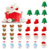 Ercadio 25 Pack Resin Christmas Scene Cupcake Toppers 3D Santa Claus Snowman Christmas Tree Picks for Xmas Holiday Birthday Eve Party Cake Decor view 1