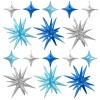 Blue Silver Star Balloons Kit with 6pcs 22in Cone Foil Balloons and 10pcs 10in Four Pointed Star Balloons for Birthday Anniversary Disco Party Decorations view 1
