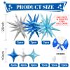Blue Silver Star Balloons Kit with 6pcs 22in Cone Foil Balloons and 10pcs 10in Four Pointed Star Balloons for Birthday Anniversary Disco Party Decorations view 2