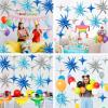 Blue Silver Star Balloons Kit with 6pcs 22in Cone Foil Balloons and 10pcs 10in Four Pointed Star Balloons for Birthday Anniversary Disco Party Decorations view 3