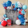 Blue Silver Star Balloons Kit with 6pcs 22in Cone Foil Balloons and 10pcs 10in Four Pointed Star Balloons for Birthday Anniversary Disco Party Decorations view 4