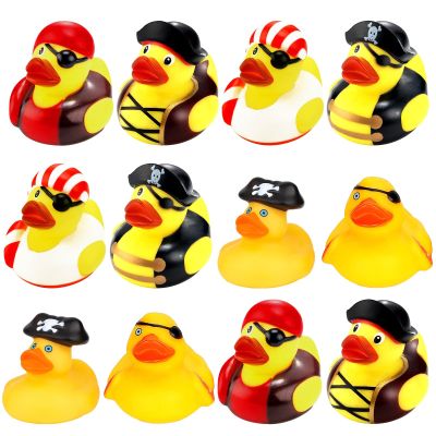 12 Pcs Pirate Rubber Ducks Mini Ducks for Baby Bath Toys Pirate Party Favors