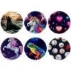 asebiunh 6 Pcs 2.2 Inch Button Badges with Pin, Rainbow Unicorn Pattern Round Craft Buttons for Craft Supplies, DIY Badges Pins, School Projects view 1