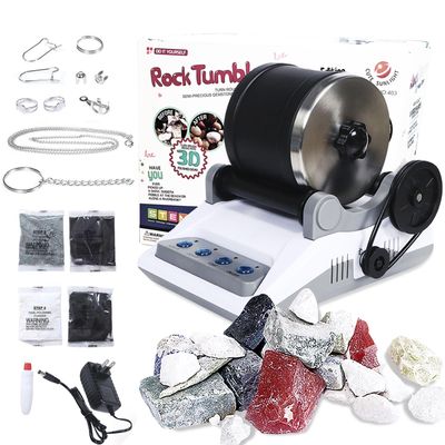 Azefun Rock Tumbler Kit, Enjoy 7-Days Polishing for DIY Stones, Professional Rock Polisher with Rough Gemstones and 4 Polishing Grits Science Kit for Kids and Adults Love Geology