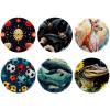 asebiunh 6 Pcs 2.2 Inch Button Badges with Pin, Bat Pattern Round Craft Buttons for Craft Supplies, DIY Badges Pins, School Projects view 1