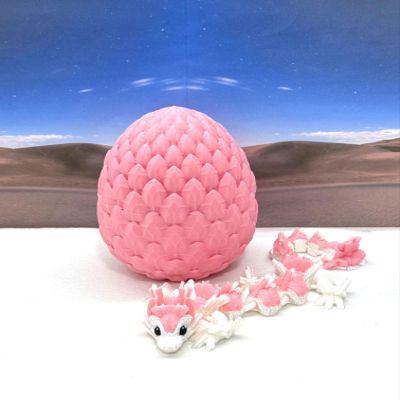 3D Printed Baby Dragon with Dragon Egg, Articulated Crystal Clover, Easter, Gemstone, Orchid, Rose, Sushi Woodland Baby Dragon, Fidget Toy Dragon, Executive Desk Toy BD007WP-PE (Sushi Baby Dragon)