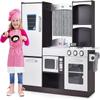 HOMGX Multi-Function Children's Kitchen Toy Set, Wooden Chef Pretend Toy Set w/Microwave, Stove, Sink, Faucet, Storage Cabinet & Shelf,Children's Play Kitchen for Boys & Girls Over 3 Years Old view 1