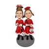 WobblePals Christmas Holiday Decoration Two Girl Figurines in Red Dresses with Candy Canes 6 inches Toy for Private Collectibles Sculpture Handmade Clay Figurine view 1