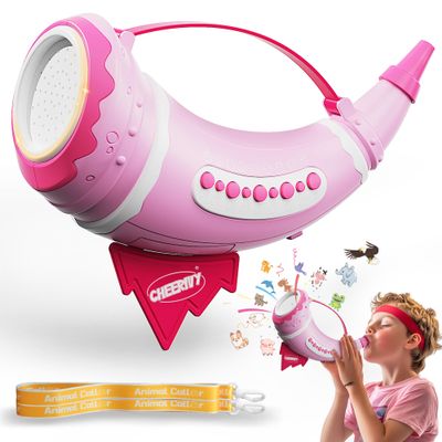 BLIFToi Animal Caller for Kids 5-7, Boys Hunting Toys Horn for Outdoor Discovery, 30 Animal Sounds Toys for Toddlers 3-5, Lung Capacity Training, Pink