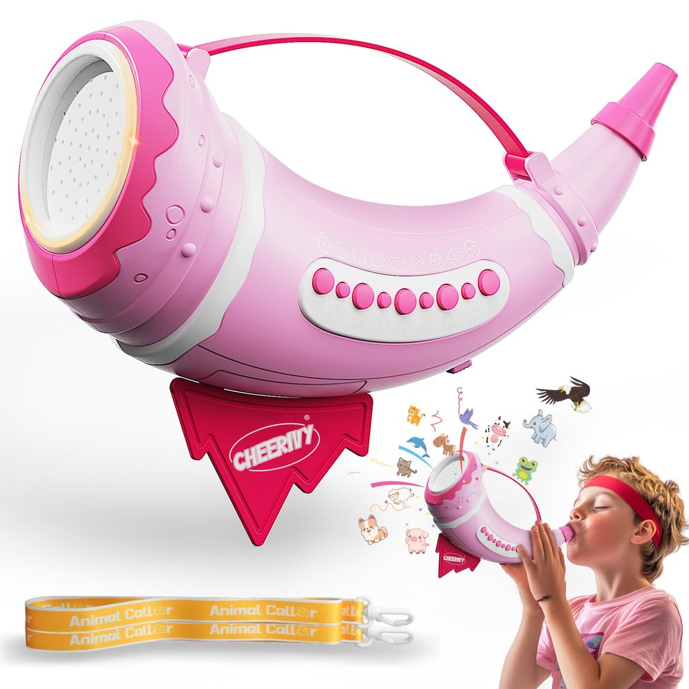 BLIFToi Animal Caller for Kids 5-7, Boys Hunting Toys Horn for Outdoor Discovery, 30 Animal Sounds Toys for Toddlers 3-5, Lung Capacity Training, Pink