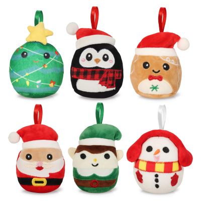 6 Pcs Mini Plush Christmas Ornaments 3.15 Cute Plush Ornament for Christmas Tree Decoration, Collectible Soft & Squishy Small Stuffed Animal Toy - Stocking Stuffers, Gift for Kids