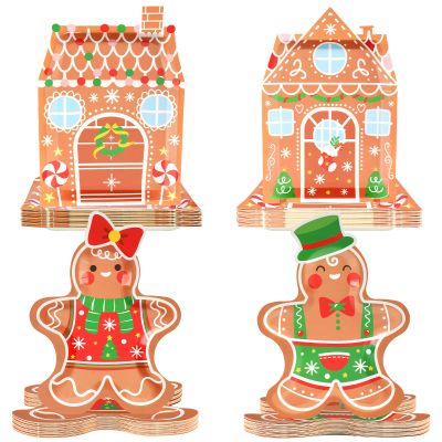 48 Count Christmas Party Plates Gingerbread Party Decorations Gingerbread House Plates Decorations Gingerbread Man Xmas Holiday Disposable Paper Platter for Merry Christmas Winter Tableware Supplies