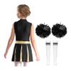 JanJean 3Pcs Girls Shiny Print Pleated Dress with 2Pcs Flower Balls 1 Pair Socks High School Halloween Party Dress Up A White&Black 12 Years view 2