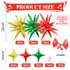 Red Green Gold Star Balloons,6Pcs 22Inch Explosion Star Balloons and 10Pcs 10Inch Four Angle Balloon Kit for Christmas Birthday Anniversary Party Decorations view 2