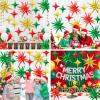 Red Green Gold Star Balloons,6Pcs 22Inch Explosion Star Balloons and 10Pcs 10Inch Four Angle Balloon Kit for Christmas Birthday Anniversary Party Decorations view 3