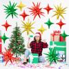 Red Green Gold Star Balloons,6Pcs 22Inch Explosion Star Balloons and 10Pcs 10Inch Four Angle Balloon Kit for Christmas Birthday Anniversary Party Decorations view 4