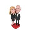 Customized Couple Bobblehead Figurine Black Tuxedo and Dress Attire Toy for Private Collectibles Sculpture Handmade Clay Figurine view 1