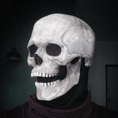 ariarly Skull Mask Creepy with Moving Jaw Halloween Full Head Skull Mask Scary Skeleton Masks Latex for Cosplay Party Props