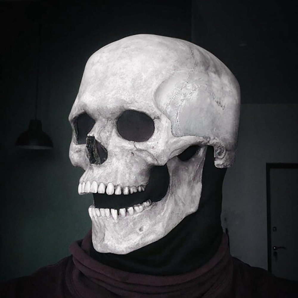 ariarly Skull Mask Creepy with Moving Jaw Halloween Full Head Skull Mask Scary Skeleton Masks Latex for Cosplay Party Props