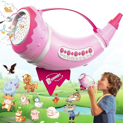 Animal Caller Toys for Kids 3-5, Hunting Toys with 2 Modes & 30 Realistic Animal Sounds, Outdoor Discovery Play with 8" Horn and 5-Level Lights, Outdoor Gift Ideas for Boys & Girls Ages 3+