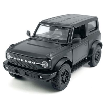 2-Door Bronco Badlands Model Car 1/36 Scale Diecast Toy Cars Metal Alloy Childrens Vehicles, Pull Back Doors Open, Black Rim, Mens Collection, Kids Toys for Boys Gifts, Cake Topper Home Dcor, Black