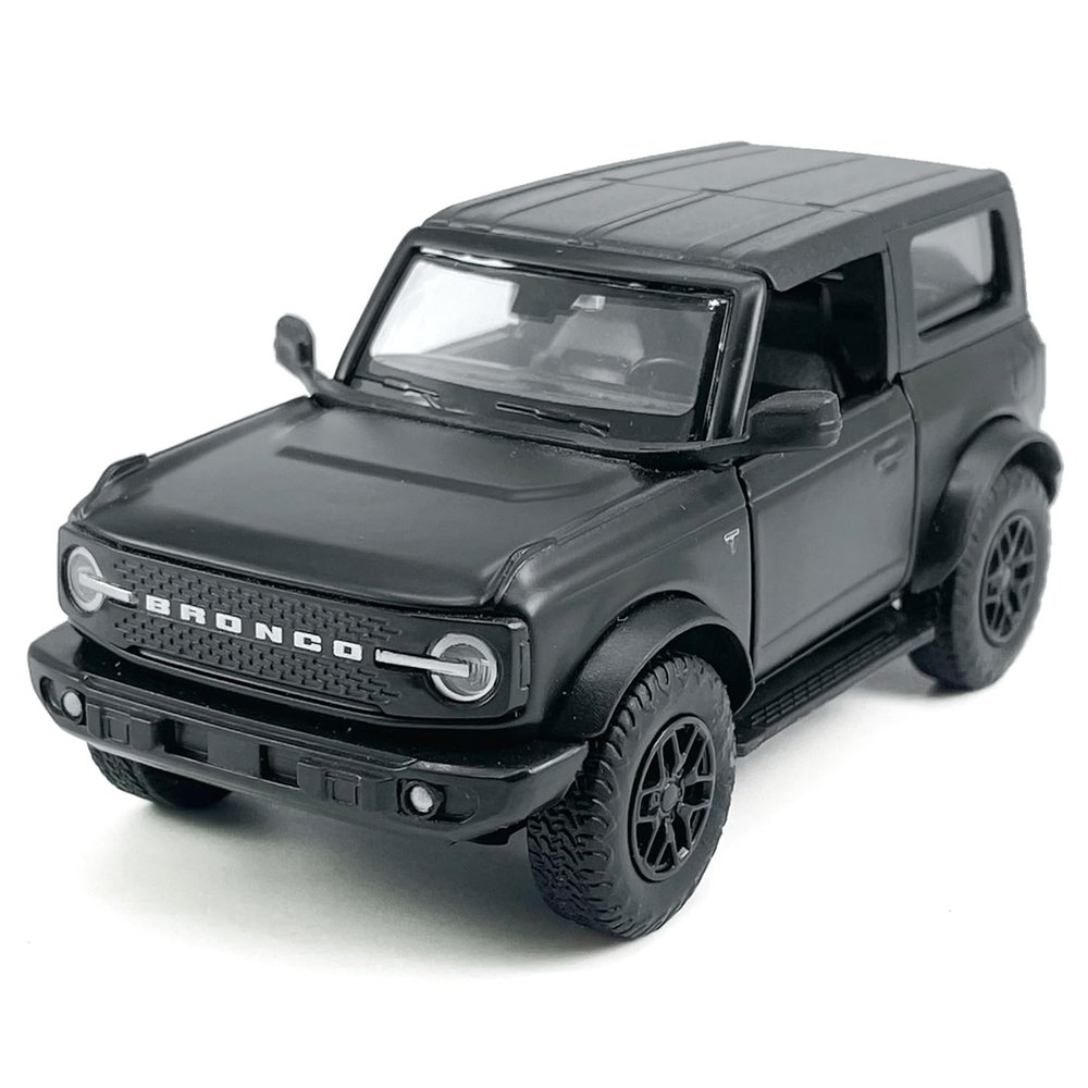 2-Door Bronco Badlands Model Car 1/36 Scale Diecast Toy Cars Metal Alloy Childrens Vehicles, Pull Back Doors Open, Black Rim, Mens Collection, Kids Toys for Boys Gifts, Cake Topper Home Dcor, Black