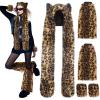 ShellKingdom Plush Novelty Animal Hat, 3 in 1 Function Faux Fur Full Animal Hood Hat Winter Warmer Cap with Wrist & Leg Covers for Halloween Cosplay Party (Leopard Hat with Wrist & Leg Cover) view 1