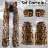 ShellKingdom Plush Novelty Animal Hat, 3 in 1 Function Faux Fur Full Animal Hood Hat Winter Warmer Cap with Wrist & Leg Covers for Halloween Cosplay Party (Leopard Hat with Wrist & Leg Cover) view 4