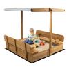 Kids Sand Box with CoverWooden Outdoor Sandbox with LidFoldable Bench Seat/Adjustable CanopyUV-Protection &Natural WoodSand Box for Kids Ages 2-847x47in view 1